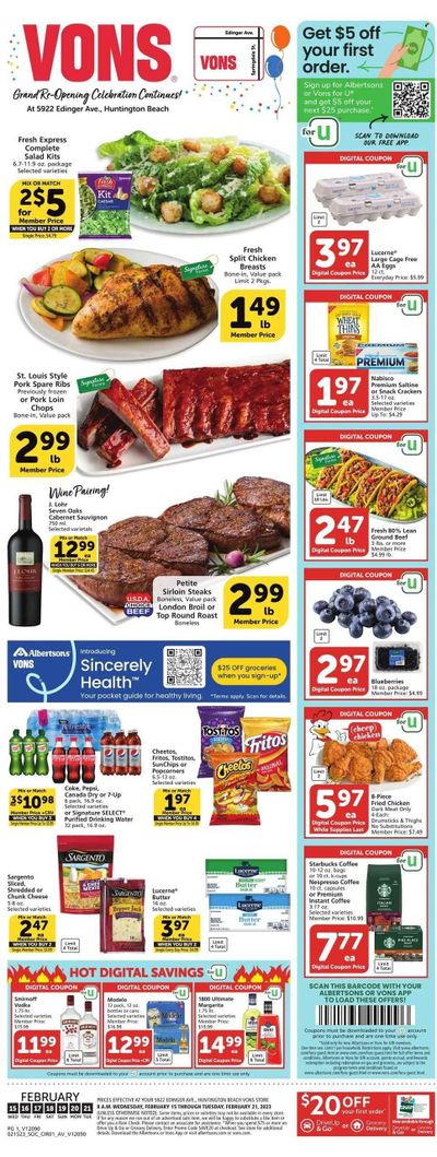 Vons (CA) Weekly Ad Flyer Specials February 15 to February 21, 2023