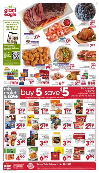 Giant Eagle (OH, PA) Weekly Ad Flyer Specials February 16 to February 22, 2023