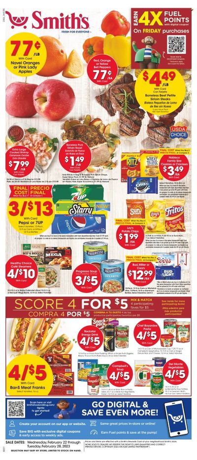 Smith's (AZ, ID, MT, NM, NV, UT, WY) Weekly Ad Flyer Specials February 22 to February 28, 2023