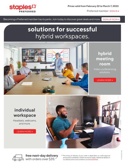 Staples Hybrid Work Solutions Flyer February 22 to March 7