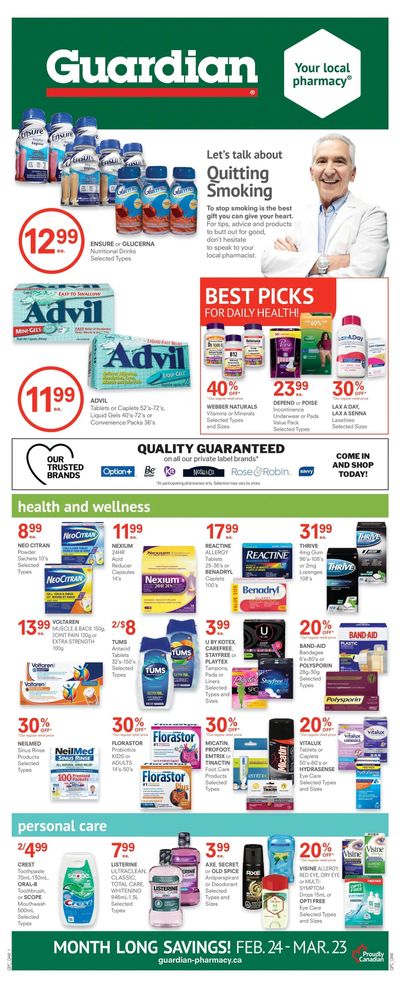 Guardian Pharmacy Monthly Flyer February 24 to March 23