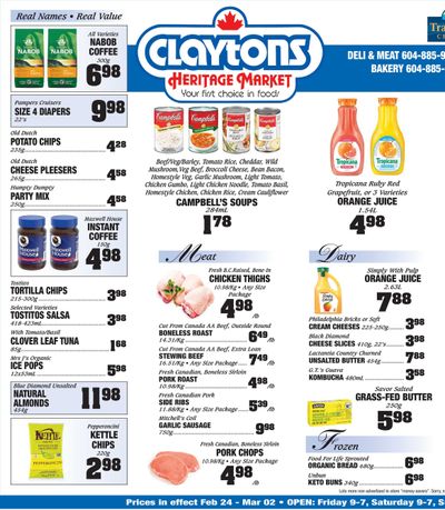 Claytons Heritage Market Flyer February 24 to March 2