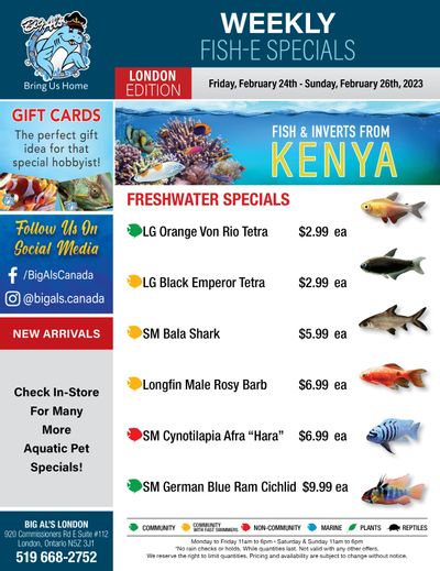 Big Al's (London) Weekend Specials February 24 to 26