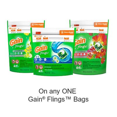 Save $1.00 when you buy any ONE Gain Flings™ Bags (excludes trial/travel size, value/gift/bonus packs)