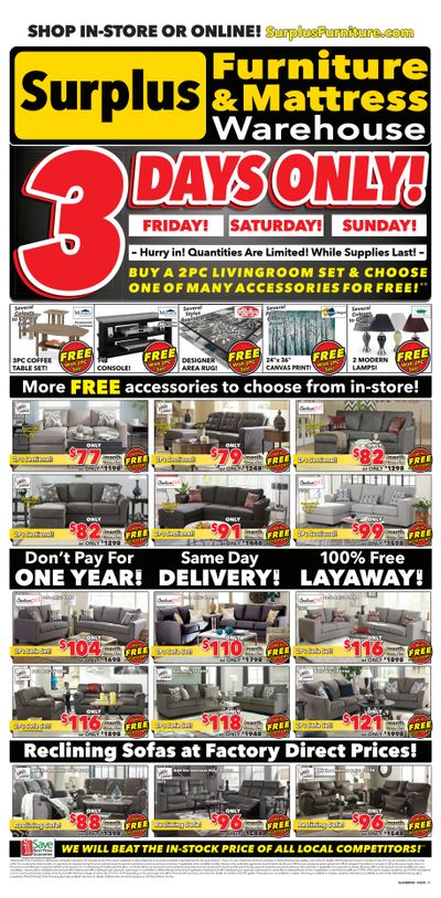 Surplus Furniture & Mattress Warehouse (Grand Falls Windsor) Flyer February 27 to March 5
