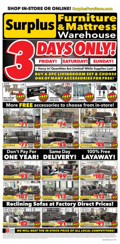 Surplus Furniture & Mattress Warehouse (Brandon) Flyer February 27 to March 5