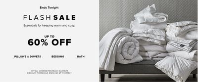 Hudson’s Bay Canada Online Flash Sale: Today, Save 60% off Pillows & Duvets + up to 50% off Bedding & Bath