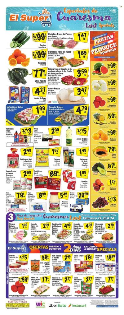 El Super (CA) Weekly Ad Flyer Specials February 22 to February 28, 2023