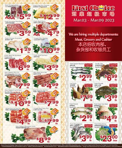 First Choice Supermarket Flyer March 3 to 9