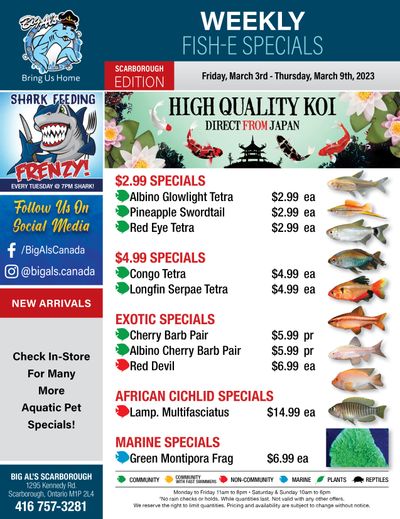 Big Al's (Scarborough) Weekly Specials March 3 to 9