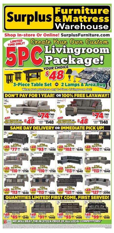 Surplus Furniture & Mattress Warehouse (Lethbridge) Flyer March 6 to 19