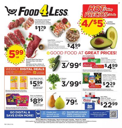 Food 4 Less (CA) Weekly Ad Flyer Specials March 8 to March 14, 2023