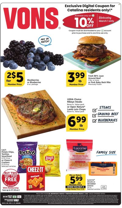 Vons (CA) Weekly Ad Flyer Specials March 1 to March 7, 2023