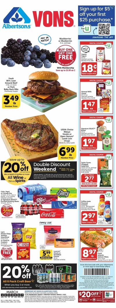 Vons (CA) Weekly Ad Flyer Specials March 1 to March 7, 2023