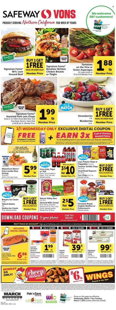 Vons (CA) Weekly Ad Flyer Specials March 1 to March 7, 2023