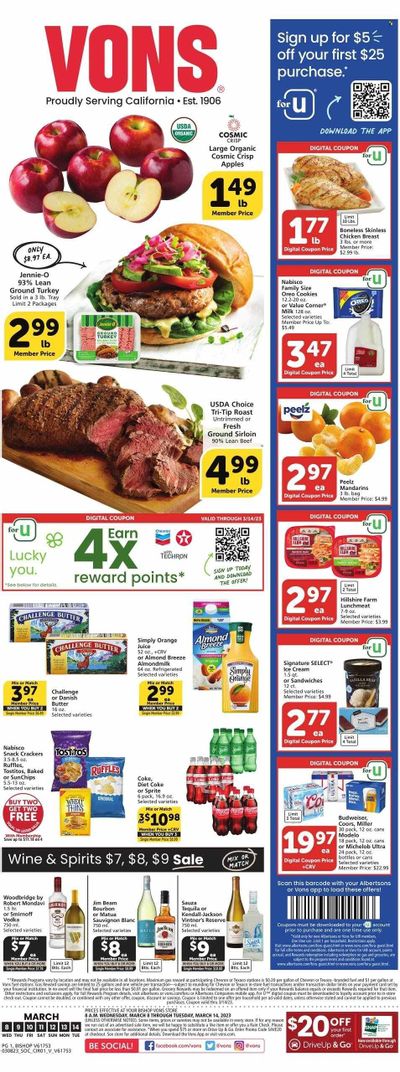 Vons (CA) Weekly Ad Flyer Specials March 8 to March 14, 2023