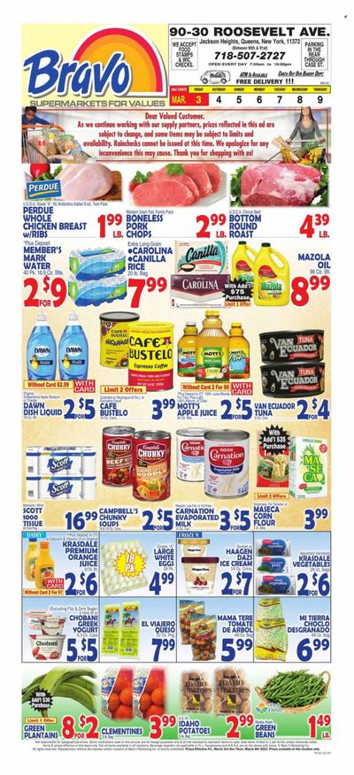 Bravo Supermarkets (CT, FL, MA, NJ, NY, PA) Weekly Ad Flyer Specials March 3 to March 9, 2023