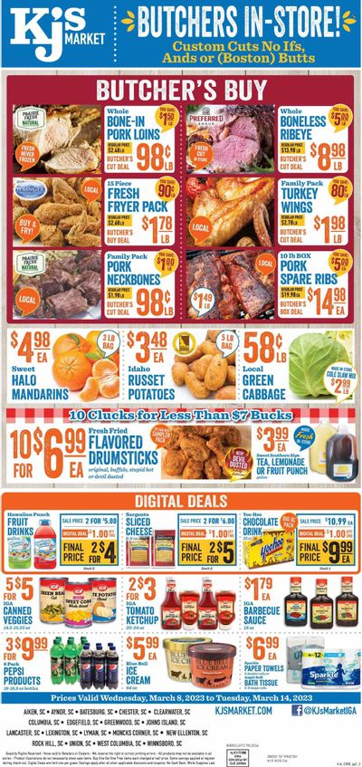 KJ´s Market (GA, SC) Weekly Ad Flyer Specials March 8 to March 14, 2023