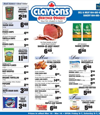 Claytons Heritage Market Flyer March 10 to 16