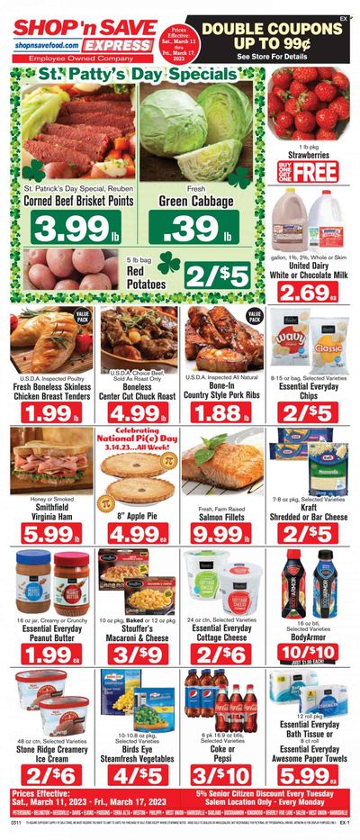 Shop ‘n Save Express (MD, PA, WV) Weekly Ad Flyer Specials March 11 to March 17, 2023