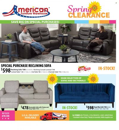 American Furniture Warehouse (AZ, CO, TX) Weekly Ad Flyer Specials March 12 to March 21, 2023
