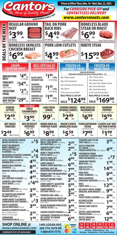 Cantor's Meats Flyer March 16 to 22