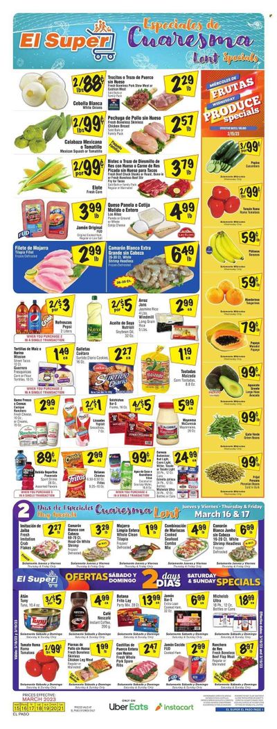 El Super (TX) Weekly Ad Flyer Specials March 15 to March 21, 2023
