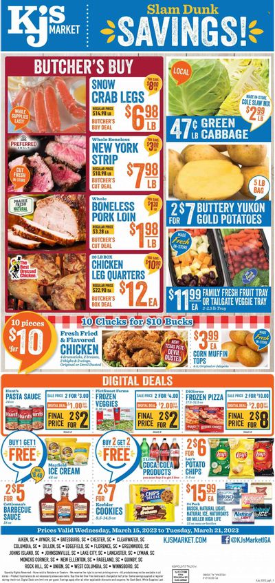 KJ´s Market (GA, SC) Weekly Ad Flyer Specials March 15 to March 21, 2023