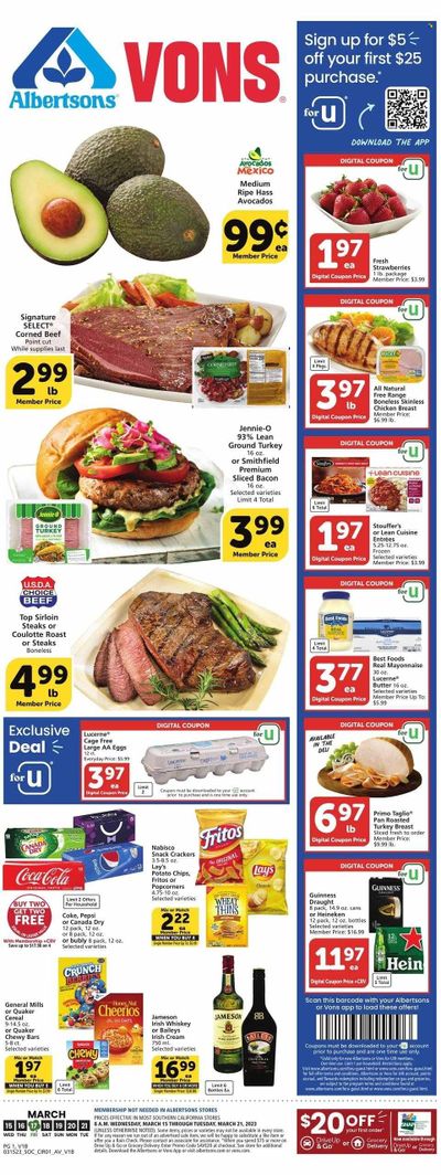 Vons (CA) Weekly Ad Flyer Specials March 15 to March 21, 2023