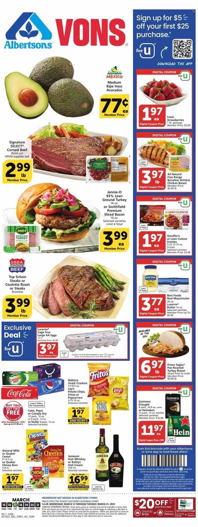 Vons (CA) Weekly Ad Flyer Specials March 15 to March 21, 2023