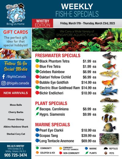 Big Al's (Whitby) Weekly Specials March 17 to 23