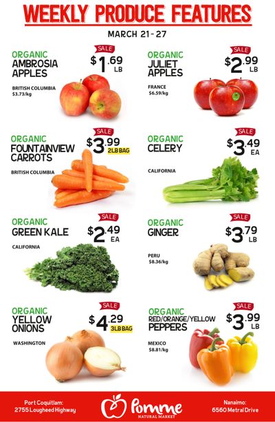 Pomme Natural Market Weekly Produce Flyer March 21 to 27