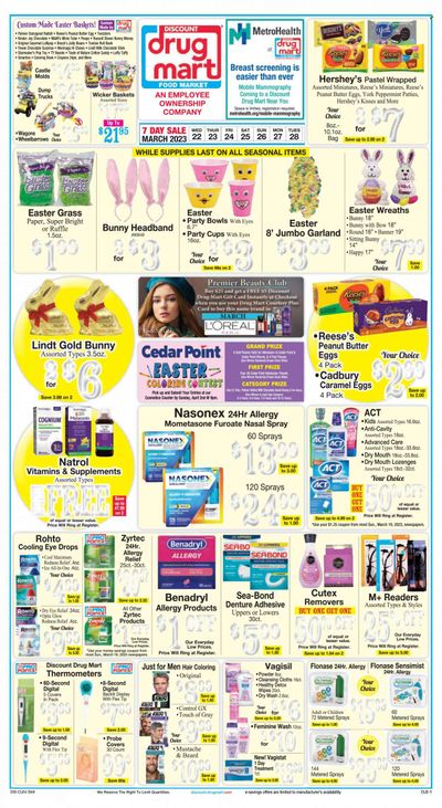 Discount Drug Mart (OH) Weekly Ad Flyer Specials March 22 to March 28, 2023