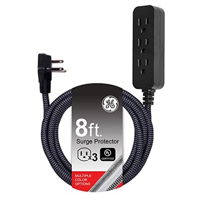 GE Pro 3-Outlet Power Strip with Surge Protection, 8 Ft Designer Braided Extension Cord, Grounded, Flat Plug, 250 Joules, Warranty, UL Listed, Black/Gray, 41282 $14.99 (Reg $17.07)