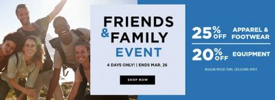 Sporting Life Canada Friends & Family Sale Event: Save 25% OFF Apparel & Footwear + 20% OFF Equipment + More