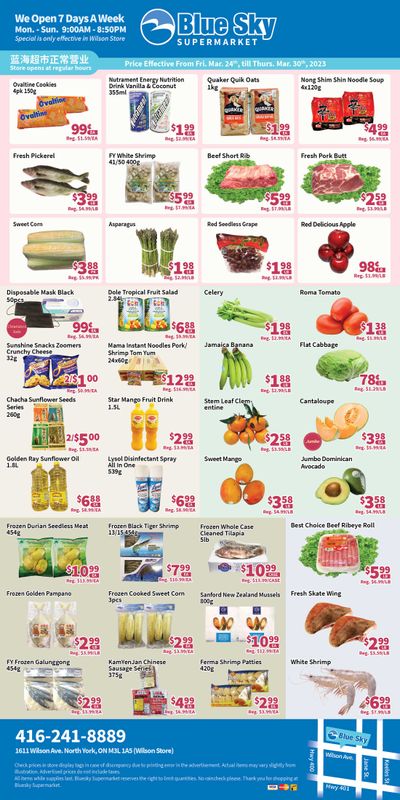 Blue Sky Supermarket (North York) Flyer March 24 to 30