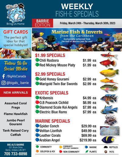 Big Al's (Barrie) Weekly Specials March 24 to 30