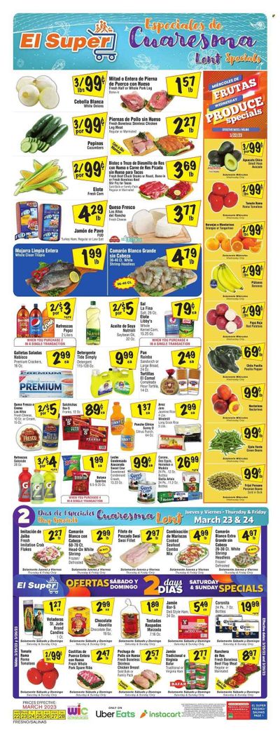 El Super (CA) Weekly Ad Flyer Specials March 22 to March 28, 2023