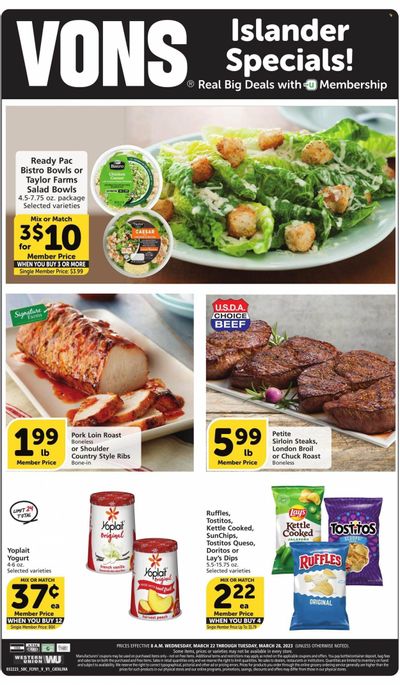 Vons (CA) Weekly Ad Flyer Specials March 22 to March 28, 2023