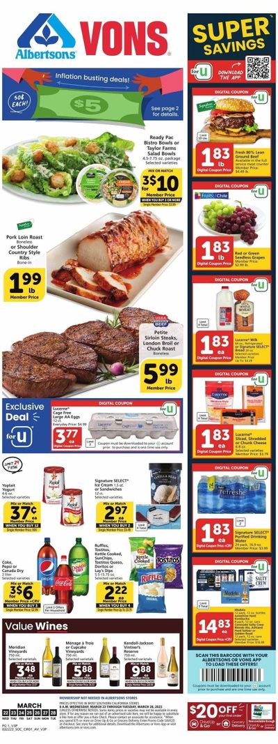 Vons (CA) Weekly Ad Flyer Specials March 22 to March 28, 2023