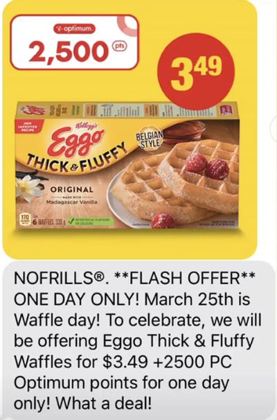 No Frills: Get 2,500 PC Optimum Points On Eggo Thick & Fluffy Waffles Today Only!