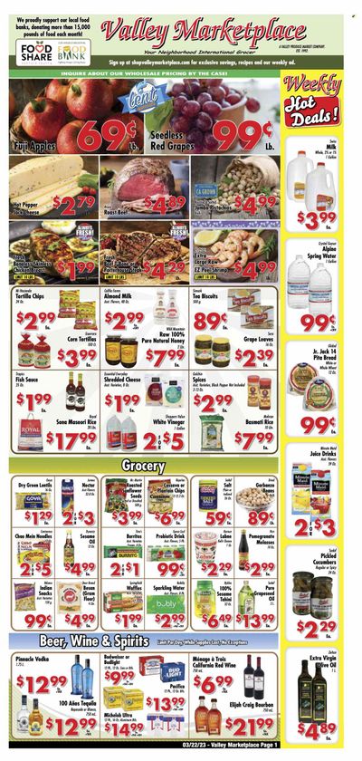 Valley Marketplace (CA) Weekly Ad Flyer Specials March 22 to March 28, 2023