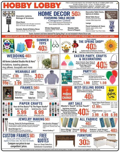Hobby Lobby Weekly Ad Flyer Specials March 26 to April 1, 2023
