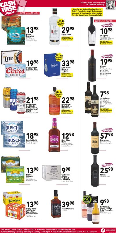 Cash Wise Liquor Only (MN) Weekly Ad Flyer Specials March 26 to April 1, 2023