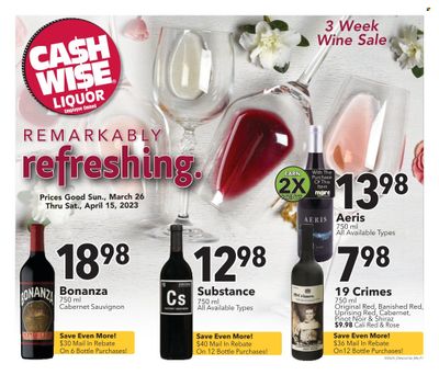 Cash Wise Liquor Only (MN) Weekly Ad Flyer Specials March 26 to April 15, 2023