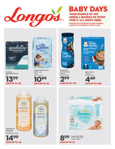 Longo's Baby Days Flyer March 30 to June 28