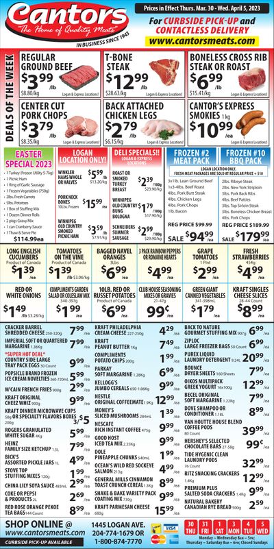 Cantor's Meats Flyer March 30 to April 5