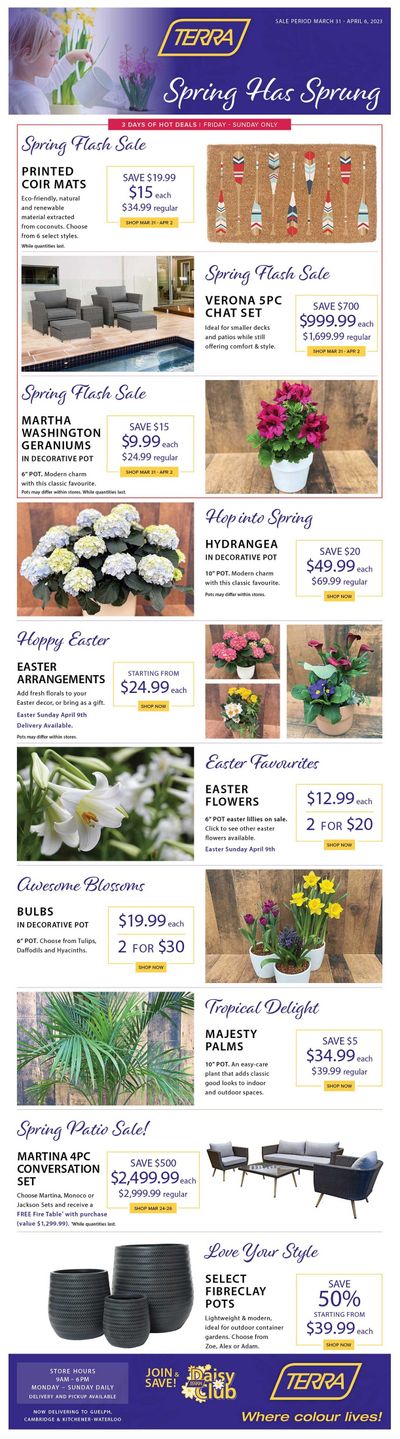 Terra Greenhouses Flyer March 31 to April 6