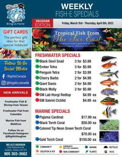 Big Al's (Vaughan) Weekly Specials March 31 to April 6