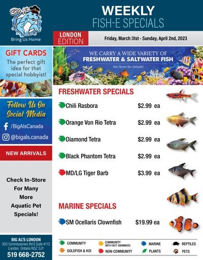 Big Al's (London) Weekend Specials March 31 to April 2